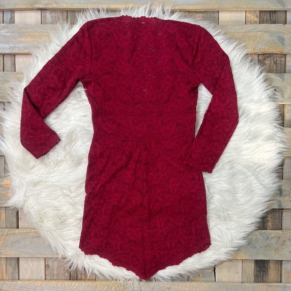 Hot! ✵☽Free People☾✵ Red Lace Bodycon Mini Dress | Small - Picture 11 of 12